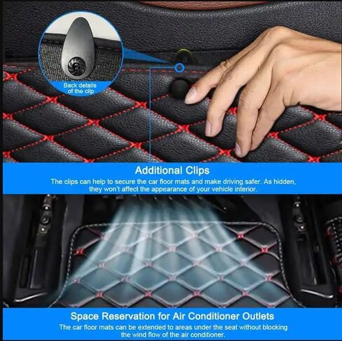 Custom Luxury Leather car Floor mats for Cars, SUVs, Trucks Compatible with car Floor mats Upgrade Your car Interior Waterproof and Non-Slip All-Weather Protection (Black Red) in Saudi Arabia