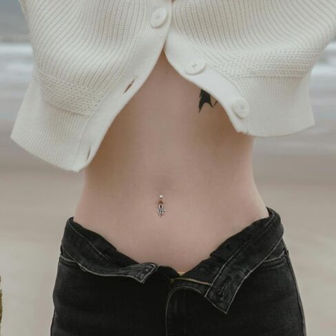 حلقات زر HZMAN BELLY للنساء 14G الصلب الجراحي حلقات بطن القوطية الأفعى قوطية حلقات بطن السرة مثقرة المجوهرات in Saudi Arabia