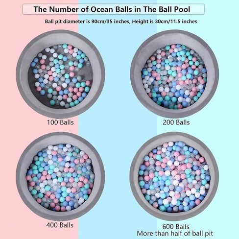 MoonxHome Ball Pit Balls Crush Proof Plastic Balls for Children's Toy Balls Macaron Ocean Balls 2.15 Inch Pack of 50 White&Dark Grey&Light Gery in Saudi Arabia