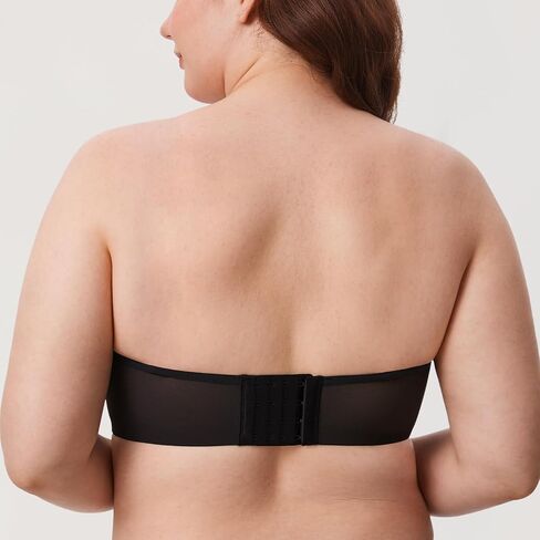 DELIMIRA Women's Cosnufy Strapless Bra Sheer Mesh Plus Size Unlined Underwire Bras in Saudi Arabia