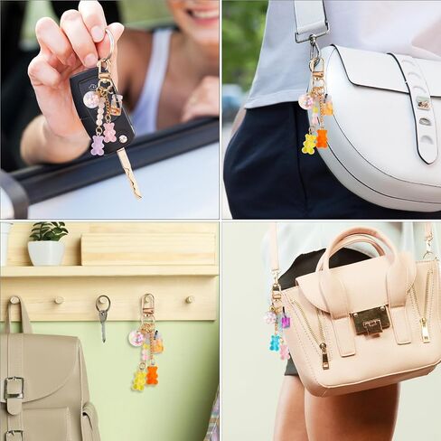 3pcs Bear Keychain, Resin Cute Key Ring Accessories Kawaii Keychain Pendant Keyring Jewelry Candy Color Macarons Bear Gummy Key Chain for Women Girls Christmas Car Decor in Saudi Arabia