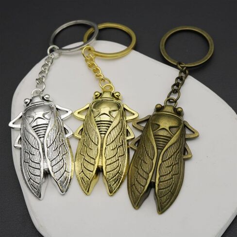 JSBWSFA 3PCS CICADA- سلسلة مفاتيح CICADA ، سبيكة الزنك المعدنية سلسلة مفاتيح المفاتيح MINI محفظة حقيبة اليد سحر مفاتيح الحشرات للنساء in Saudi Arabia