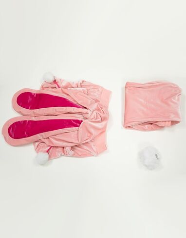 Women Sports Tracksuit Set Cute Pink Bunny Hooded Top and Pants with Pom-pom Accessories in Saudi Arabia