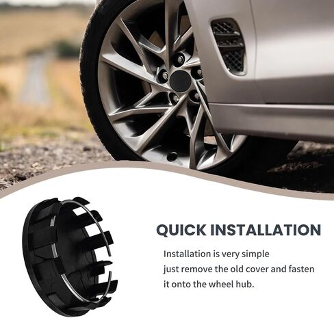 4 PCS Center Center CAPS ، 2.12 بوصة القطر الخارجي 1.96 بوصة قطر داخلي SNAP-in ABS CANTER CENTER CAPED ، CAR RIM CAPS Universal for Cars Tyre Association (Black) in Saudi Arabia