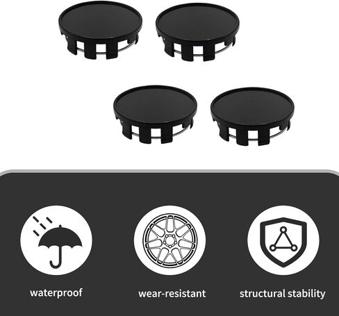 4 PCS Center Center CAPS ، 2.12 بوصة القطر الخارجي 1.96 بوصة قطر داخلي SNAP-in ABS CANTER CENTER CAPED ، CAR RIM CAPS Universal for Cars Tyre Association (Black) in Saudi Arabia