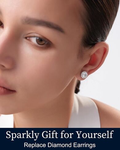 أقراط مويسانيتي مرصعة، 0.5 قيراط D اللون VVS1 أقراط مرصعة بالماس مصنوعة من الذهب الأبيض عيار 18 قيراط مطلية بالذهب الأبيض عيار 925 أقراط سوليتير من الفضة الإسترلينية هدايا مجوهرات للنساء والرجال in Kuwait