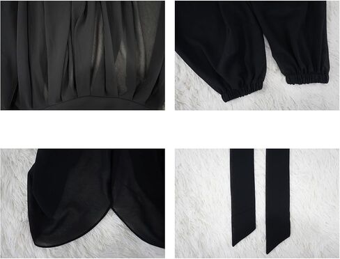Women's Sexy See Through Chiffon Sheer Lantern Sleeve Front Back Open High Neck Self Tie Casual Shirts Blouses Tops in Saudi Arabia