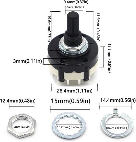 1PCS RS26 Plastic 4 Pole 3 Position Rotary Band Switch 2 Pole6 Position 1 Pole12 Position Handle Length 21MM Axis Band Switch(RS26 4P 3T) in Saudi Arabia