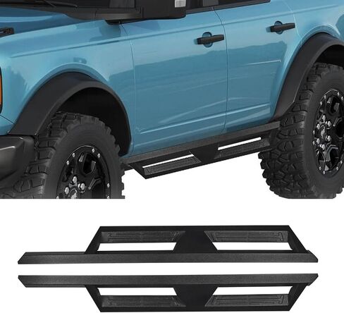 Running Boards Bronco Side Step, Black Powder Coated Nerf Bars Carbon Steel Off-Road Running Boards Compatible with 2021 2022 2023 2024 Ford Bronco 4 Door SUV in Kuwait