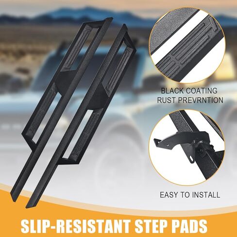 Running Boards Bronco Side Step, Black Powder Coated Nerf Bars Carbon Steel Off-Road Running Boards Compatible with 2021 2022 2023 2024 Ford Bronco 4 Door SUV in Kuwait