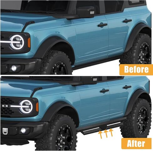 Running Boards Bronco Side Step, Black Powder Coated Nerf Bars Carbon Steel Off-Road Running Boards Compatible with 2021 2022 2023 2024 Ford Bronco 4 Door SUV in Kuwait