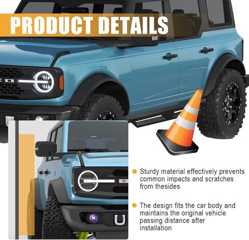 Running Boards Bronco Side Step, Black Powder Coated Nerf Bars Carbon Steel Off-Road Running Boards Compatible with 2021 2022 2023 2024 Ford Bronco 4 Door SUV in Kuwait