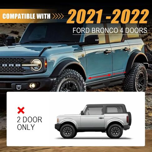 Running Boards Bronco Side Step, Black Powder Coated Nerf Bars Carbon Steel Off-Road Running Boards Compatible with 2021 2022 2023 2024 Ford Bronco 4 Door SUV in Kuwait