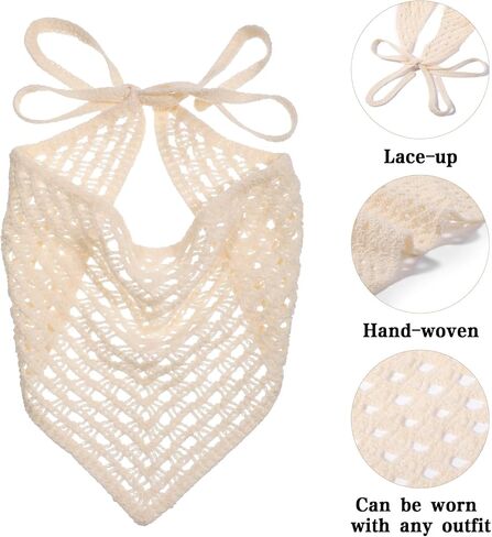 4pcs crochet bandanas عصابات رأس ، وشاح رأس الكروشيه ، ربطة عنق قابلة للتعديل ، شحمة رأس خمر ، وشاح الشعر مع 24 مساءً مقطع من قطعة واحدة للنساء إكسسوارات الشعر للنساء in Saudi Arabia