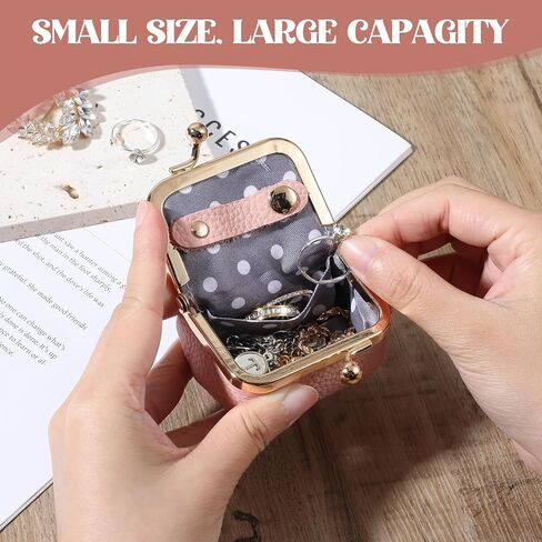 Mini Jewelry Box, Travel Jewelry Box Genuine Leather Mini Boxes Portable Vintage Organizer Case Storage Gift Boxes for Girls Women Earring Necklace Rings Bracelets Coin in Saudi Arabia