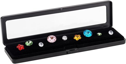 PH PandaHall Loose Diamond Display Box, Black Gemstone Display Case Stainless Steel Gem Storage Container Rectangle Jewelry Organizer with Transparent Window for Gems Display and Gift 7.8x1.9x0.65 in in Saudi Arabia
