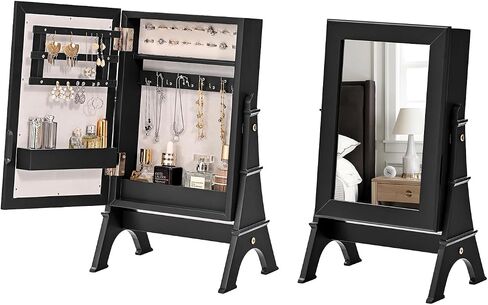 Jewelry Box for Women, Wooden Jewelry Boxes & Organizers with Adjustable Mirror, Jewelry Organizer Box Display for Rings Earrings Necklaces Bracelets, Jewelry Storage, Modern Design (White, Small) in Kuwait