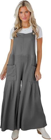 Women's Cotton Linen Overalls Boho Wide Leg Jumpsuits Casual Summer Rompers Dressy 2025 Trendy Outfits Clothes in Saudi Arabia
