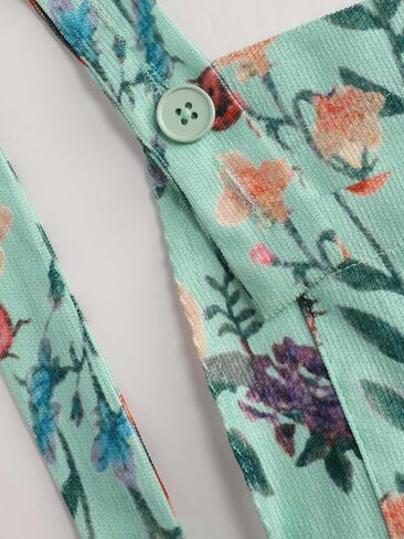 CIDER Lightweight Corduroy Floral Button Wide Leg Jumpsuit in Saudi Arabia