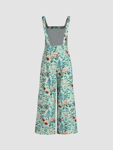 CIDER Lightweight Corduroy Floral Button Wide Leg Jumpsuit in Saudi Arabia