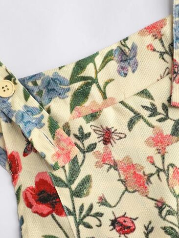CIDER Lightweight Corduroy Floral Button Wide Leg Jumpsuit in Saudi Arabia