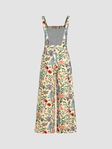 CIDER Lightweight Corduroy Floral Button Wide Leg Jumpsuit in Saudi Arabia