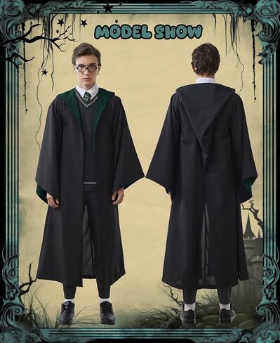 Kidukso Wizard Robe Adult Wizard Cloak with Tie Unisex Wizard Costume Hooded Uniform Magical Witch Robe Cloak Cape in Kuwait