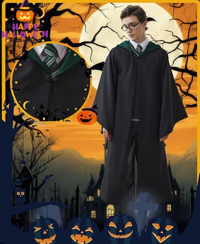 Kidukso Wizard Robe Adult Wizard Cloak with Tie Unisex Wizard Costume Hooded Uniform Magical Witch Robe Cloak Cape in Kuwait