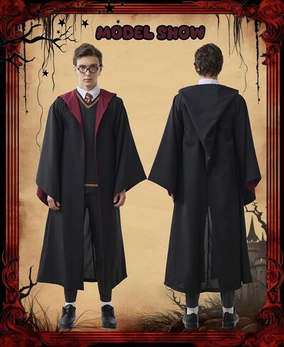 Kidukso Wizard Robe Adult Wizard Cloak with Tie Unisex Wizard Costume Hooded Uniform Magical Witch Robe Cloak Cape in Kuwait