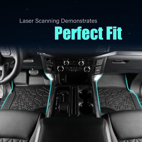 Pickup Truck Floor Mats for Ford F-150 2015-2025 | F150 Lightning 2022-2025 SuperCrew Cab TPE All Weather Car Liners Custom Fit F150 Accessories in Saudi Arabia