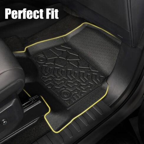 Pickup Truck Floor Mats for Ford F-150 2015-2025 | F150 Lightning 2022-2025 SuperCrew Cab TPE All Weather Car Liners Custom Fit F150 Accessories in Kuwait