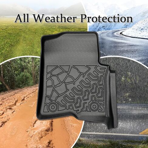 Pickup Truck Floor Mats for Ford F-150 2015-2025 | F150 Lightning 2022-2025 SuperCrew Cab TPE All Weather Car Liners Custom Fit F150 Accessories in Kuwait