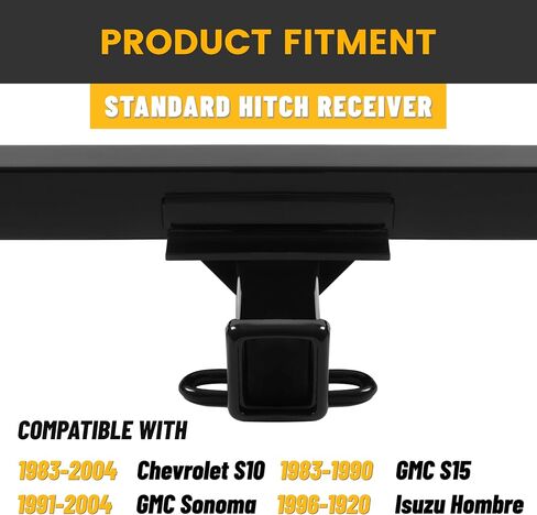 Kuafu Class 3 Trailer Tow Hitch متوافق مع 1983-2004 Chevy Chevrolet S10/ GMC Sonoma S15/ Isuzu Hombre Black 2 بوصة in Kuwait
