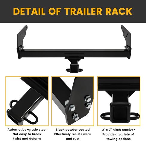 Kuafu Class 3 Trailer Tow Hitch متوافق مع 1983-2004 Chevy Chevrolet S10/ GMC Sonoma S15/ Isuzu Hombre Black 2 بوصة in Kuwait