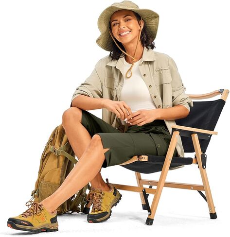 TBMPOY Womens 15" Long Hiking Shorts Below Knee Length Cargo Capri Bermuda Water Resistant Lightweight Stretch 3 Pockets in Saudi Arabia