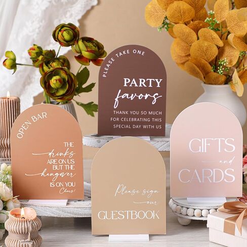 Weysat 4 Pcs Acrylic Wedding Signs for Ceremony and Reception, 5x7 Inch Sage Green Wedding Signage Decor with Stand, Guest Book, Cards and Gifts, Open Bar, Favor Signs for Marriage Memorial Ceremony in Saudi Arabia