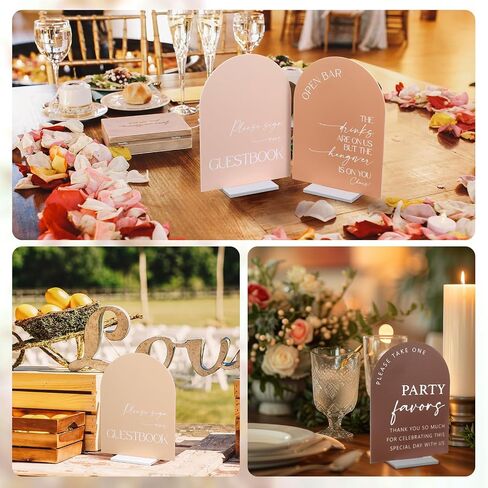 Weysat 4 Pcs Acrylic Wedding Signs for Ceremony and Reception, 5x7 Inch Sage Green Wedding Signage Decor with Stand, Guest Book, Cards and Gifts, Open Bar, Favor Signs for Marriage Memorial Ceremony in Saudi Arabia
