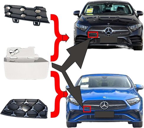 Front Tow Cover for 18-23 Mercedes-Benz CLS C257 AMG Line Fit 220d 300d 350d 400d 200 300 350 450 50amg 2018 2019 2020 2021 2022 2023 Bumper Towing Hook Cap in Kuwait