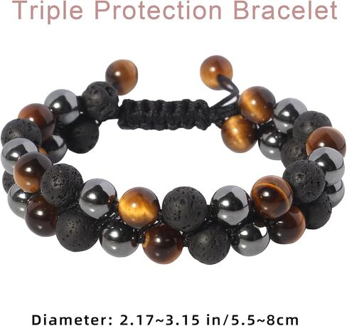 Triple Protection Bracelet Handmade Bracelets Natural Stone Healing Bracelet Bring Luck Energy Bracelets Unisex in Kuwait