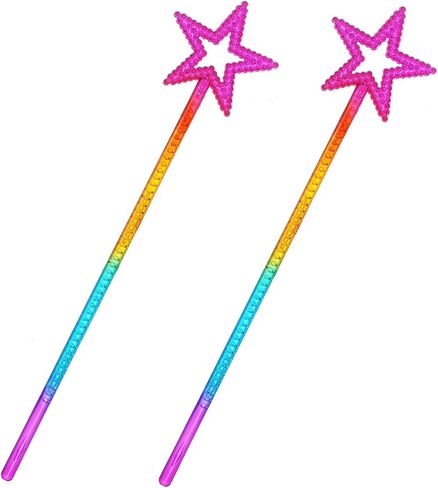 Nydotd 2pcs Star Wands, 13 Inches Fairy Princess Wand Elf Baton Angel Wand Sticks Princess Wand Magic Wand for Birthday Party Wedding Christmas Cosplay Masquerade Dress Up Shows (Silver) in Kuwait