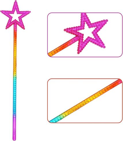 Nydotd 2pcs Star Wands, 13 Inches Fairy Princess Wand Elf Baton Angel Wand Sticks Princess Wand Magic Wand for Birthday Party Wedding Christmas Cosplay Masquerade Dress Up Shows (Silver) in Kuwait