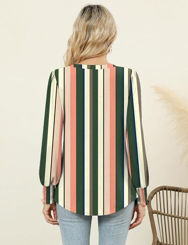 LOMON Womens Tops Dressy Casual Pleated Ruffle Long Sleeve Tunics Tops to Wear with Leggings V Neck Work Blouse in Saudi Arabia