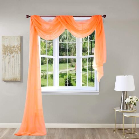 216" x 37" Scarf Sheer Voile Window Curtain Party Decor See Through Lightweight (Taupe Khaki) in Saudi Arabia