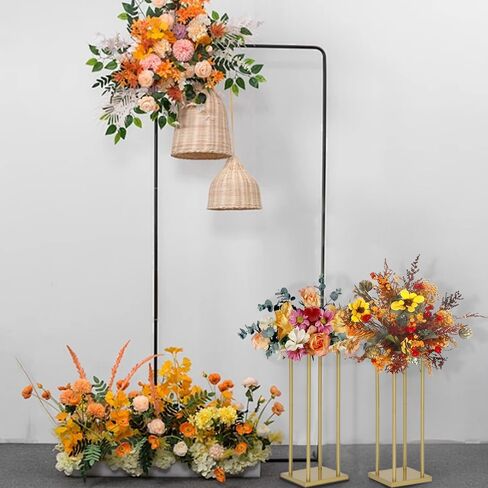 Vincidern 4Pcs Wedding Centerpieces for Tables, 23.6in Metal Flower Stand Gold Wedding Centerpieces Tall Vases Geometric Flower Stand for Wedding Decorations, Birthday, Event, Home in Kuwait