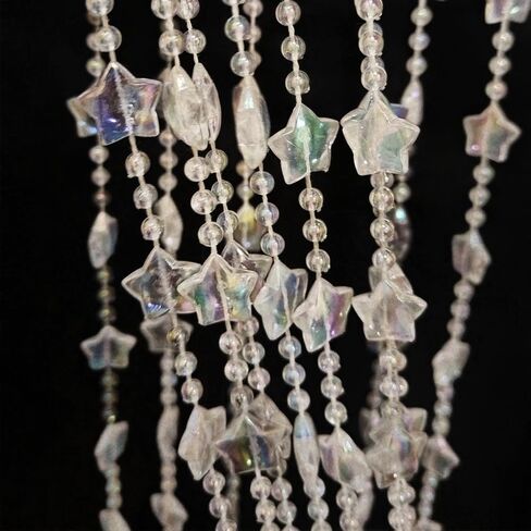 ave split Beaded Curtain Doorways Star Acrylic Hanging Door Beads String Curtains Tassel Room Divider Screen Decor for Doorway Window Living Room Wedding 049Star (Shiny Transparent Stars) in Kuwait