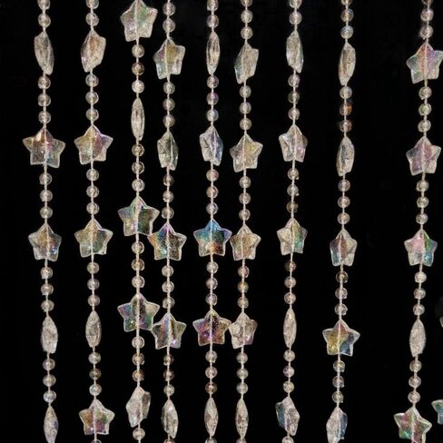 ave split Beaded Curtain Doorways Star Acrylic Hanging Door Beads String Curtains Tassel Room Divider Screen Decor for Doorway Window Living Room Wedding 049Star (Shiny Transparent Stars) in Kuwait