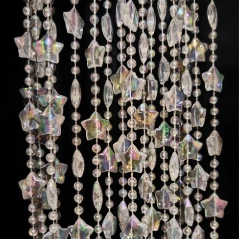 ave split Beaded Curtain Doorways Star Acrylic Hanging Door Beads String Curtains Tassel Room Divider Screen Decor for Doorway Window Living Room Wedding 049Star (Shiny Transparent Stars) in Kuwait