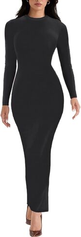 Women's Long Sleeve Bodycon Dress - Maxi Casual Fall Club Party Long Tight Pencil Dresses in Saudi Arabia