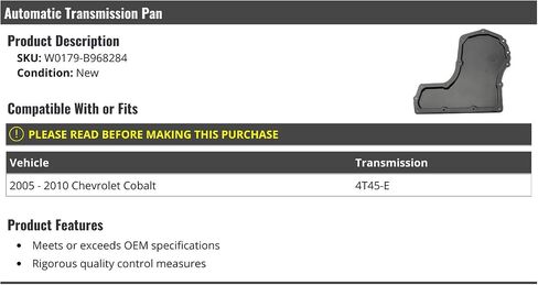 Automatic Transmission Pan - Compatible with 2005-2010 Chevy Cobalt (with 4T45-E Transmission) in Saudi Arabia