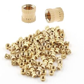 50 PCS Knurled Insert, M3 x 4mm (L) x 5mm (OD) Brass Inserts Female Thread Insert Embedment Nuts for 3D Printing, Fastening Fixing Injection Molding
